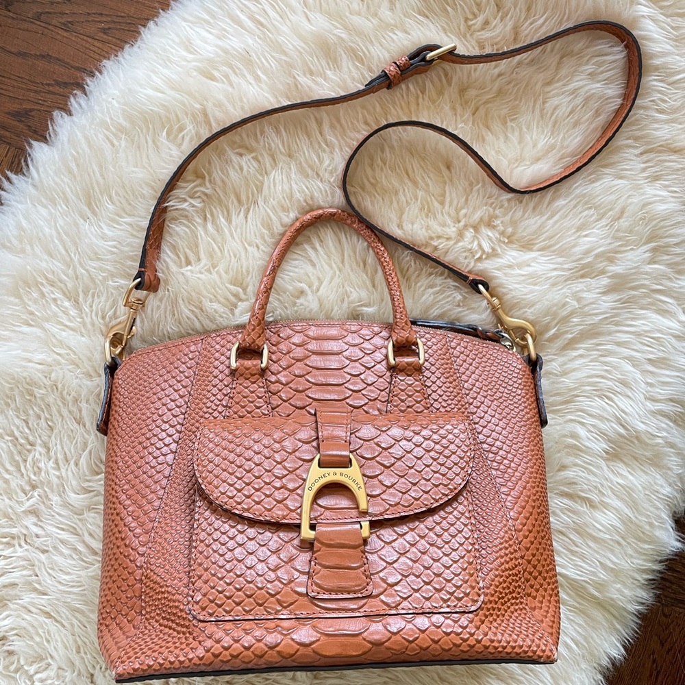 Dooney & Bourke Caldwell Naomi Satchel Python Honey leather